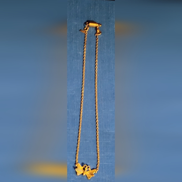 Goldtone Butterfly Necklace 16" Signed Accents By Hallmark - Picture 1 of 7